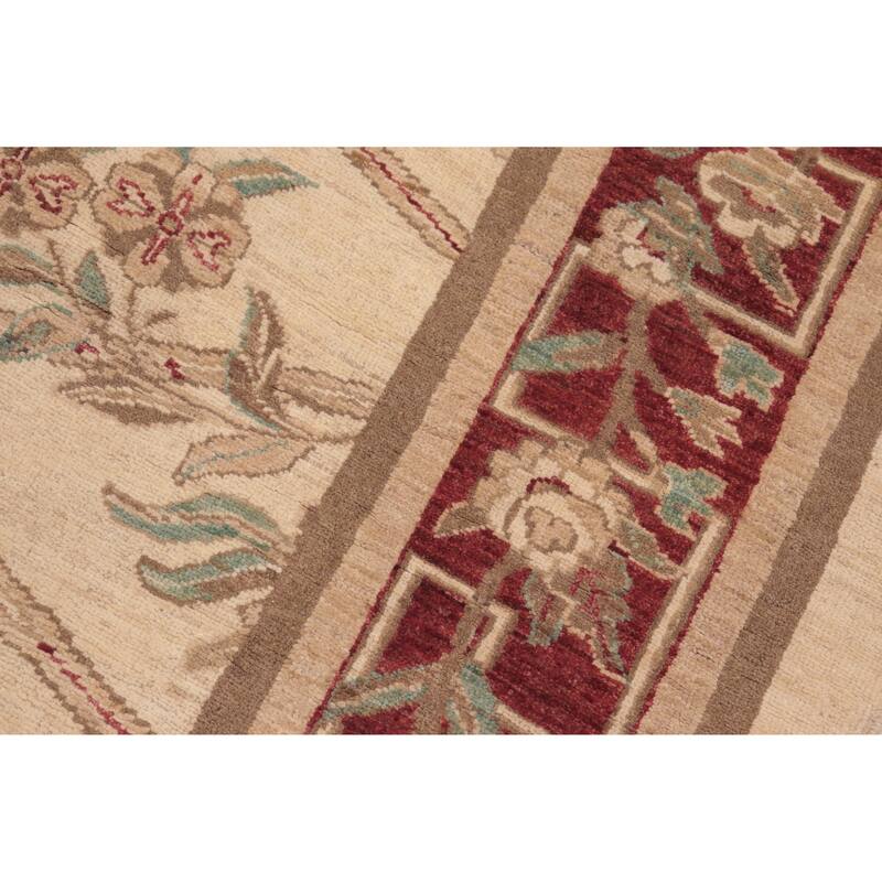 Hexagonal Trellis Floral Hand-Knotted Wool Area Rug