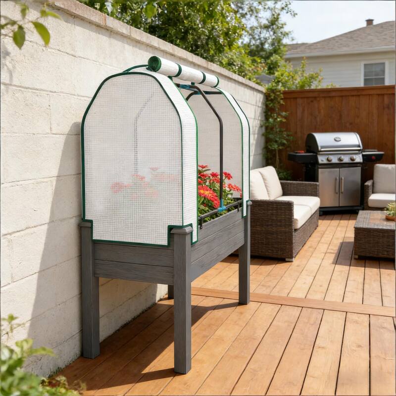 Wooden Outdoor Planter Box, Convenient Raised Raised Bed