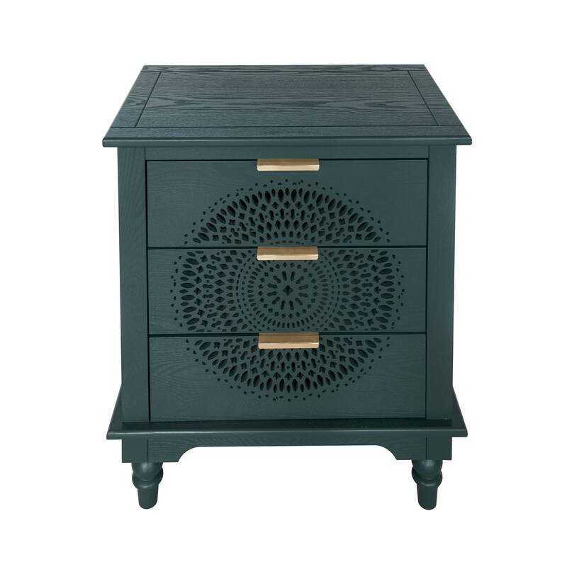 GDFStudio - Manchurian Charm American Style Hollow-Carved 3-Drawer Storage Chest