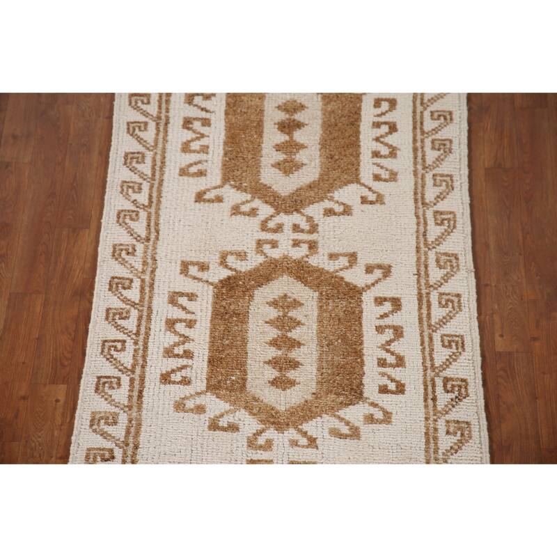Tribal Anatolian Turkish Runner Rug Handmade Wool Carpet - 3'1"x 11'7"