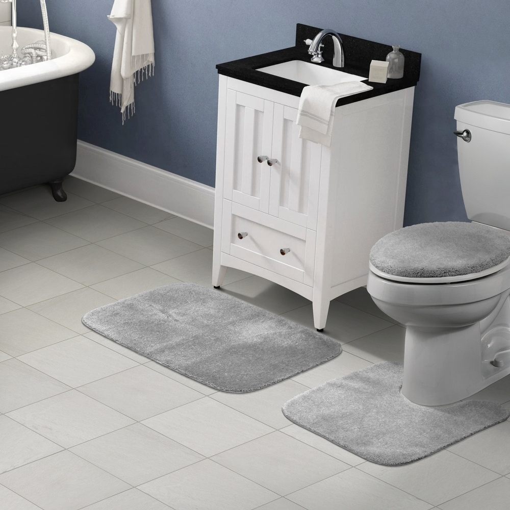 REINDEER FLY Bathroom Rug, Soft Absorbent Bathroom Mat, Non Slip Shag Bath  Rug, Machine Washable Bath Mat, 20x 32 , Gray