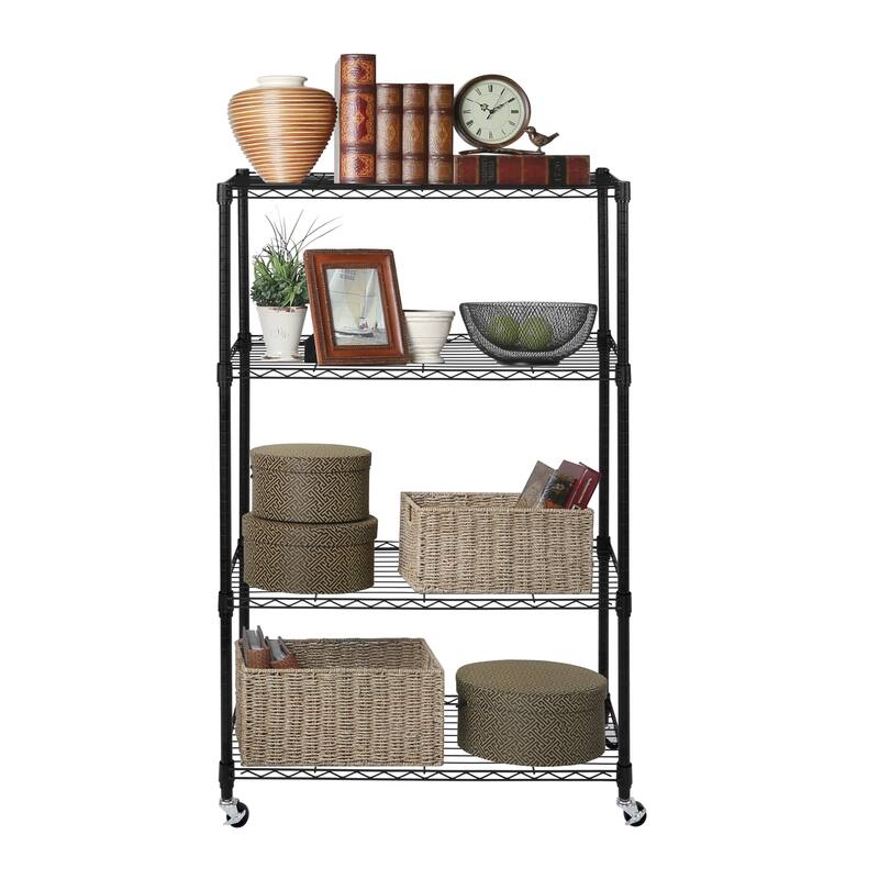 Seville Classics Heavy Duty 4-Tier Steel Wire Shelving, 36" W x 14" D x 56.5"H