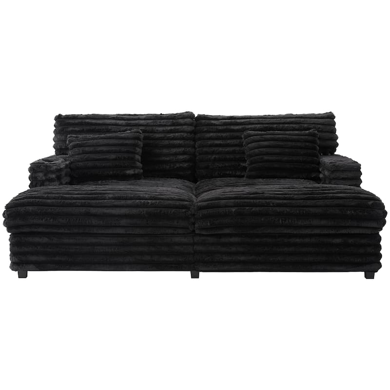 Oversized Double Chaise Lounge Sofa 83.5" Sofa Bed Cloud Couch Plush With Two Supportive Pillows,Usb Ports And Cup Holders