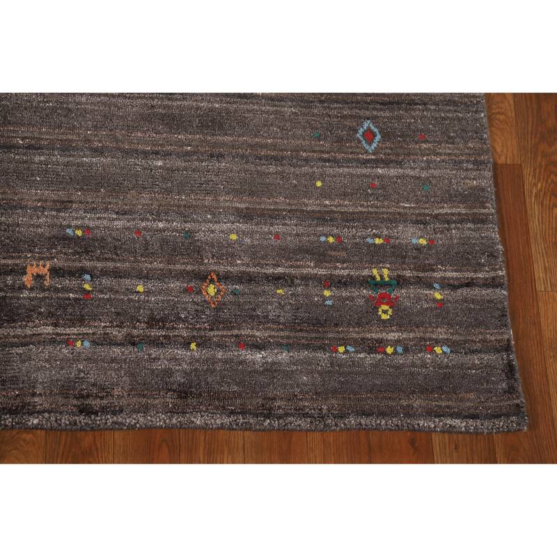 Hand Knotted Oriental 100% Wool Carpet Tribal Tribal Brown Gabbeh Area Rug - 8' 0'' X 4' 9''
