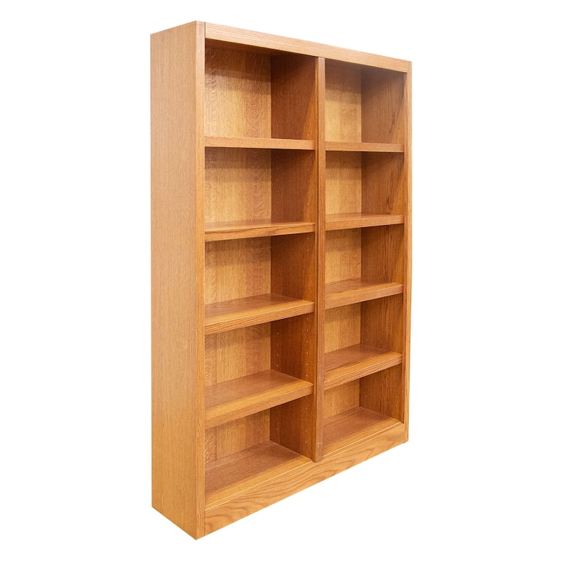 Concepts in Wood Double Wide Wood Bookcase, 10 Shelf, 72 inch Tall