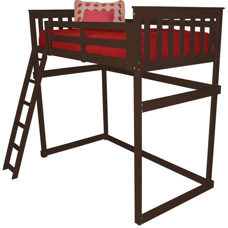 Pine Twin Mission Loft Bed with Side Ladder