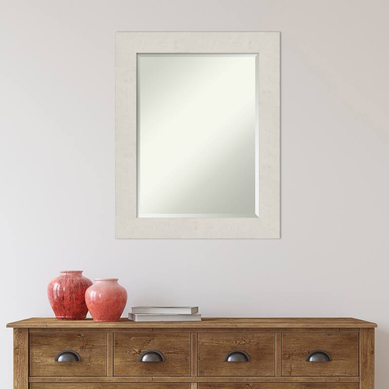 Beveled Wall Mirror - Rustic Plank Espresso Frame