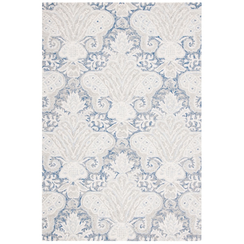 SAFAVIEH Handmade Micro-Loop Kolfinna Modern Wool Rug - 2' x 3' - Blue/Ivory