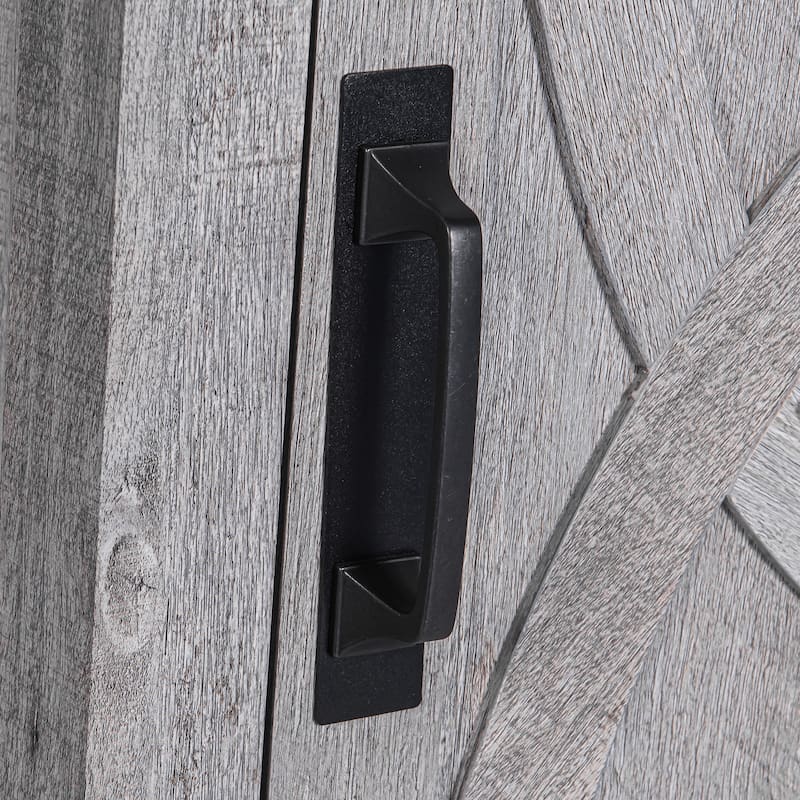 Farmhouse Barn Door Nightstand Bedside Table with Storage Open Compartment