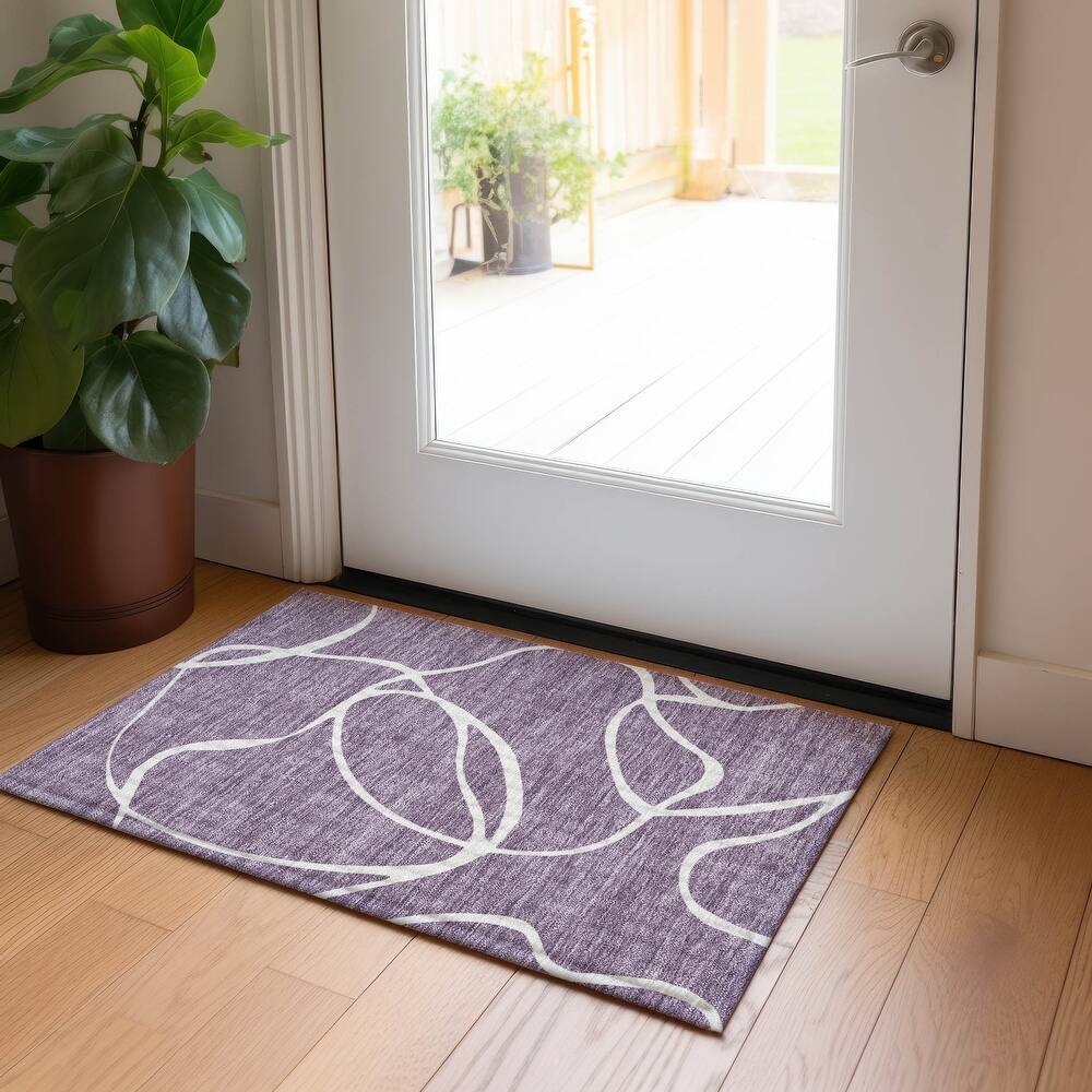 Machine Washable Indoor/ Outdoor Abstract Modern Chantille Rug
