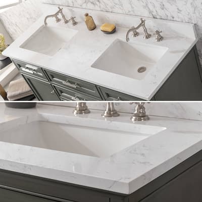 YASINU 60 Inch Engineered Marble Double Sinks Vanity Countertop