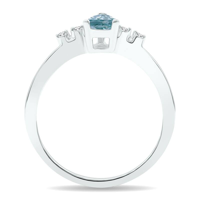 Women's Aquamarine and Diamond Sparkle Ring in 10K White Gold