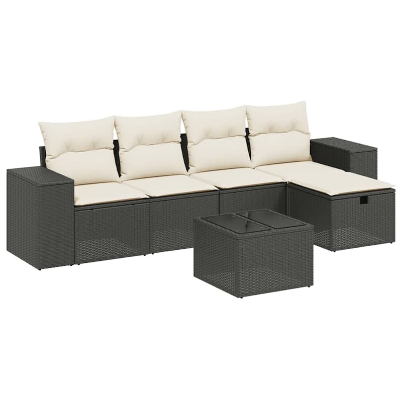 vidaXL Garden Sofa Set Beige/Black/Brown/Grey