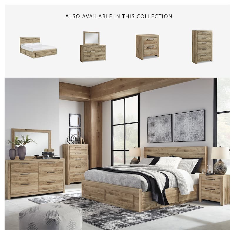 Signature Design by Ashley Hyanna Tan Brown Storage Bed with 2 Under Bed Storage Drawer