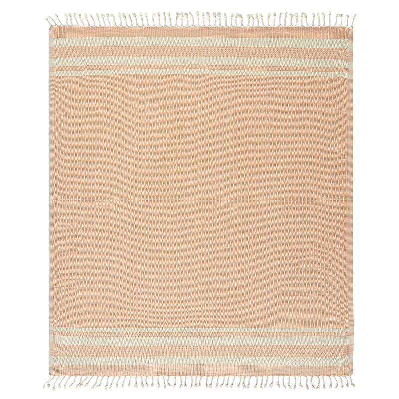 Sevita Striped Premium Turkish Cotton Standard Size Throw Blanket - Orange