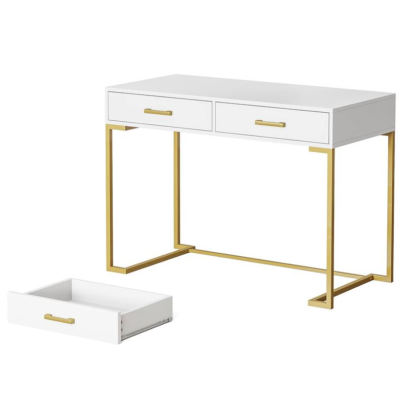 Modern Simple Computer Desk Writing Table with 2 Drawers for Home Office