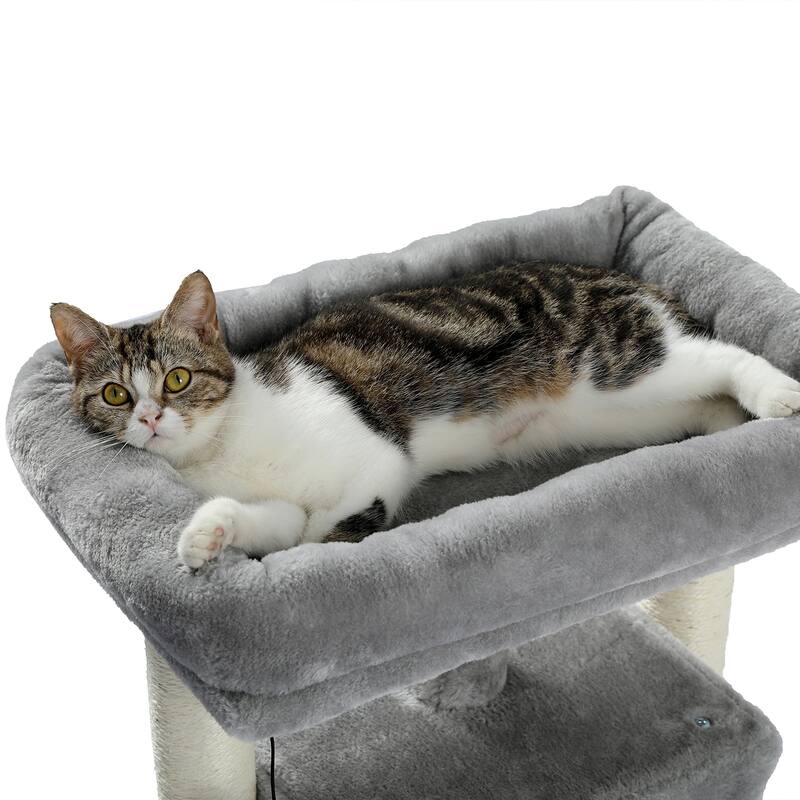 28.4 Inches Small Cat Tree for Indoor Cats Polyester Plush Cat Tower with Beige Condos, Spacious Perch,Scratching Sisal Posts