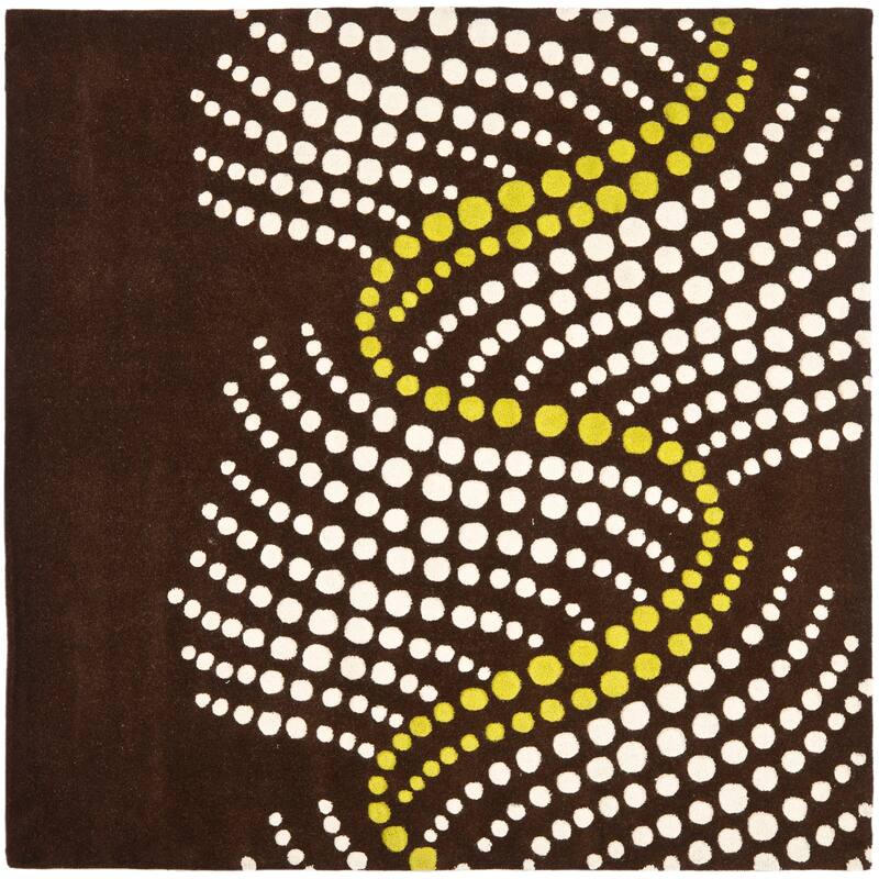 SAFAVIEH Handmade Soho Burghilde Waves N.Z. Wool Rug - 8' Square - Brown/Beige