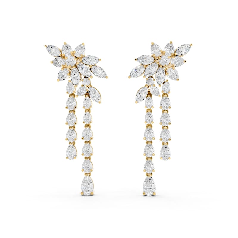 Auriya 14k Gold 4 1/4ctw Lab Grown Diamond Dangle Earrings (E-F VS) - Yellow