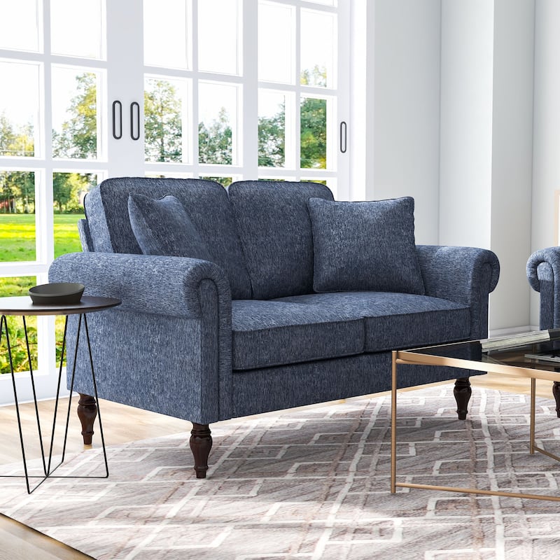 Igny Traditional Chenille Rolled Arms 2-Piece Living Room Set by Furniture of America