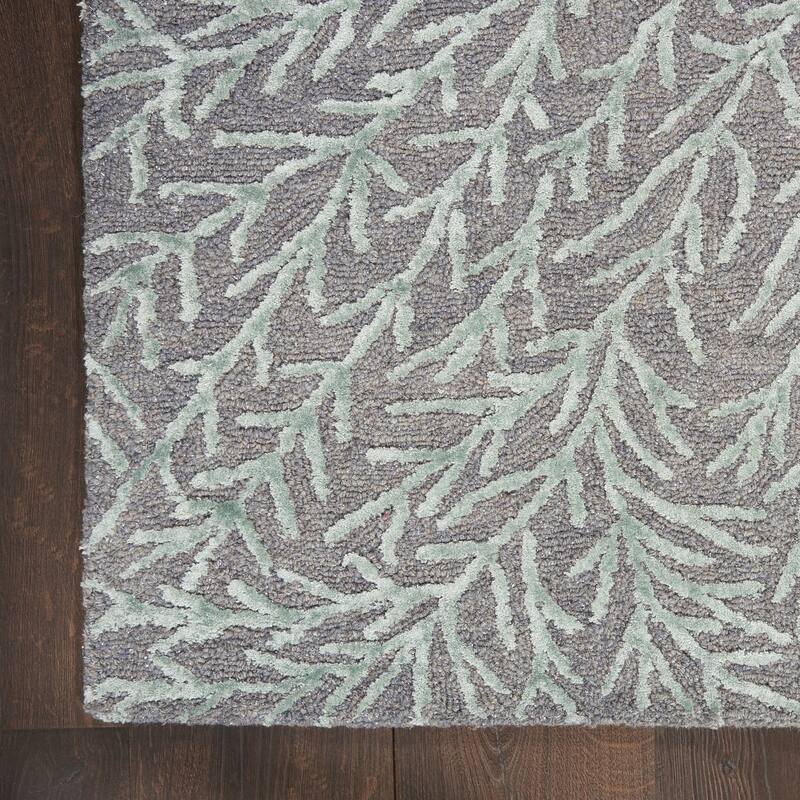 Michael Amini Star Contemporary Textured Botanical Abstract Glam Area Rug