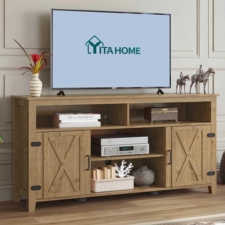 TV Stand for 65 Inch TV, Modern Entertainment Center, Rustic TV Media ...