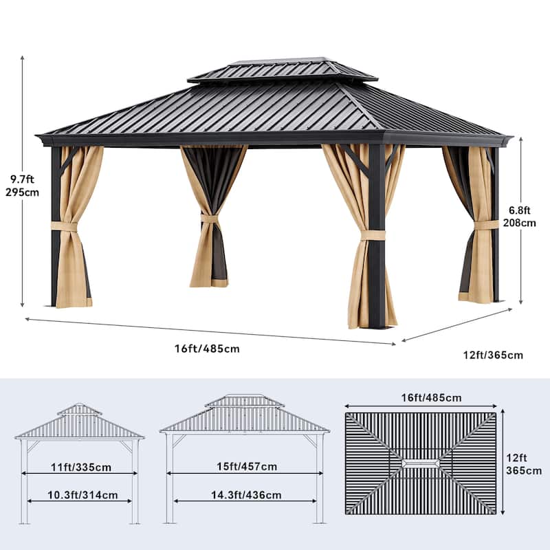 Outdoor Metal Hardtop Patio Gazebo