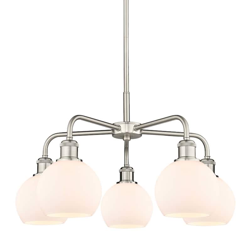 Innovations Lighting 516-5CR-15-24 Athens Chandelier Athens 5 Light - Satin Nickel / Matte White