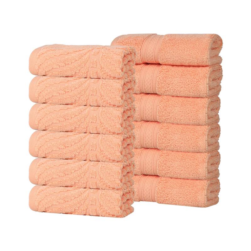 Superior Chevron Zero Twist Cotton Face Towel Washcloth Set of 12
