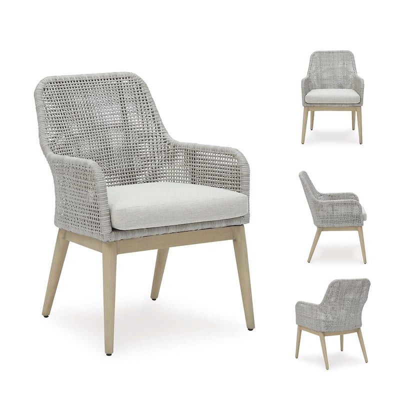 Signature Design by Ashley Seton Creek Gray Outdoor Dining Arm Chair (Set of 2) - 25.25" W x 24.5" D x 36" H