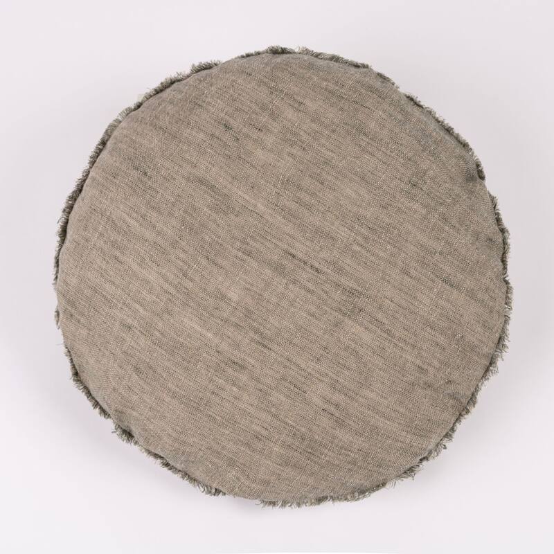 Kent, Linen, Kale, Round Pillow - Euro Square