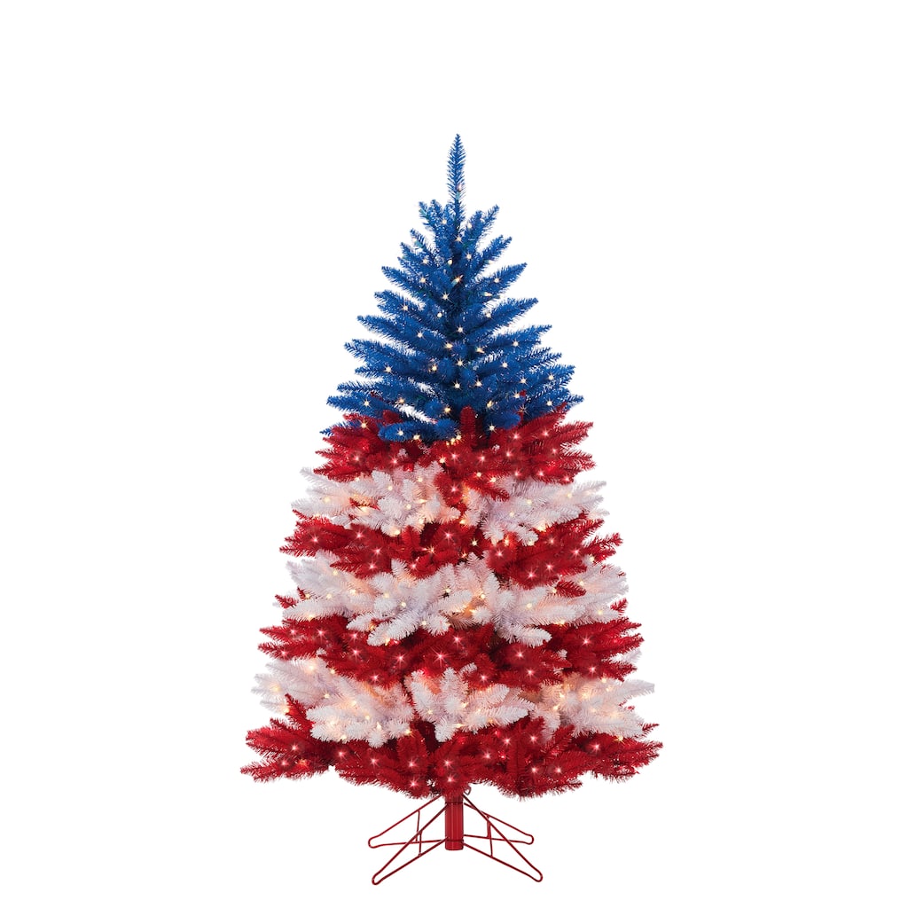 5 Foot Patriotic American Tree in Red and White and Blue