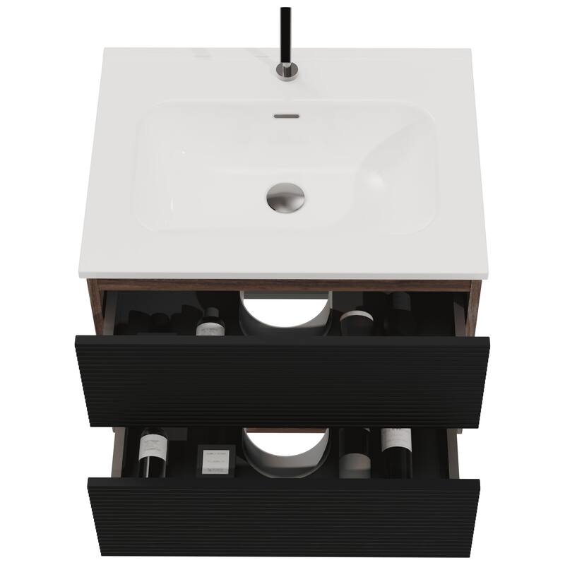 35" Modern Bathroom Vanity with Silent Soft-Closing Drawers, Eco-Friendly Natural Oak Finish