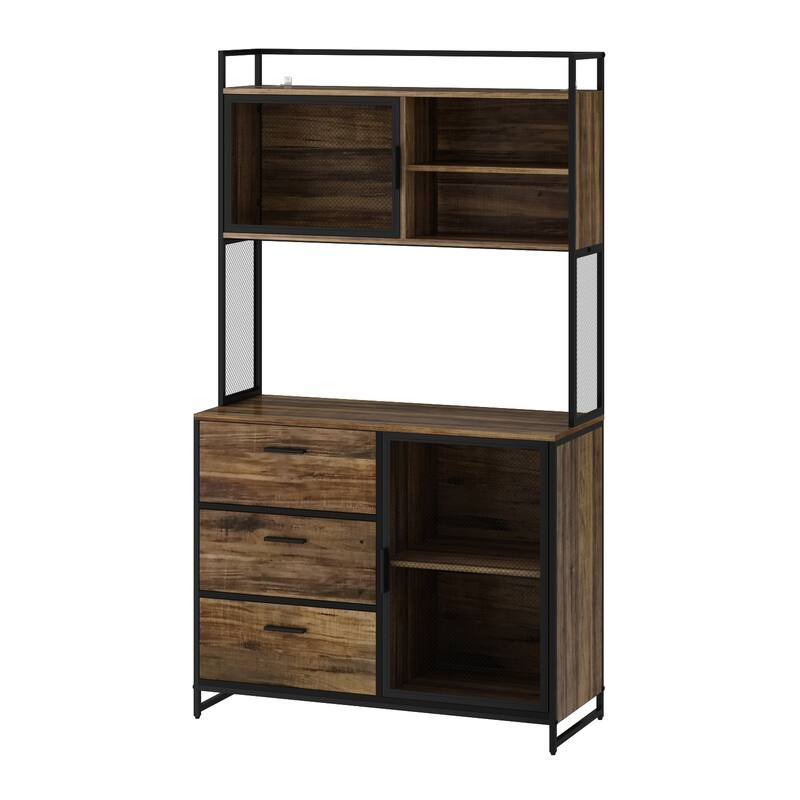 Large Buffet with Hutch,Kitchen Pantry Cupboard Sideboard