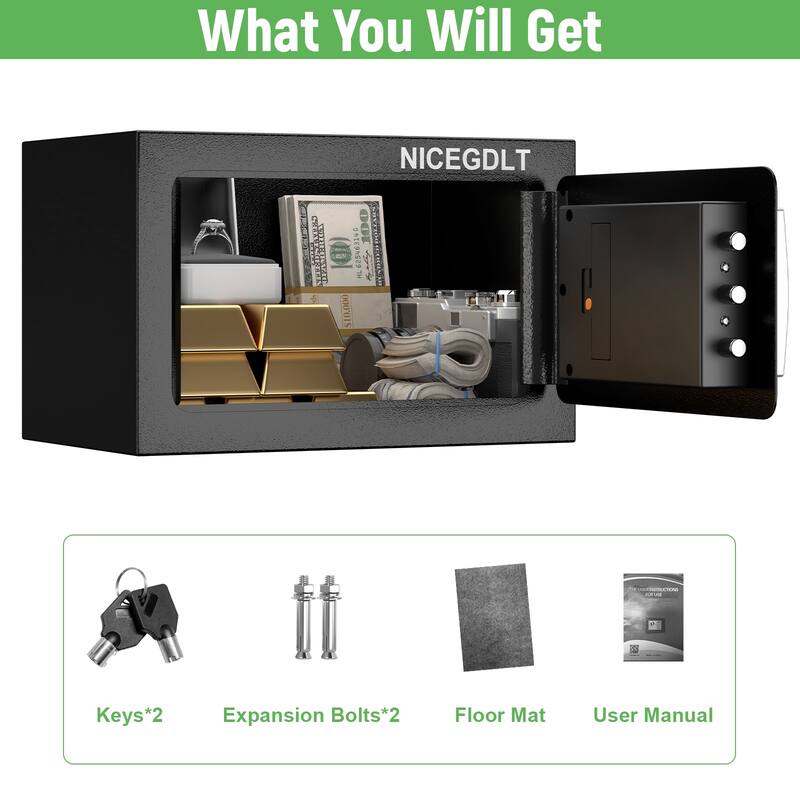 0.43 Cu Personal Safety Box, Small Fireproof Safes for Home with Fireproof Bag for Money Jewelry, Digital Security Safe