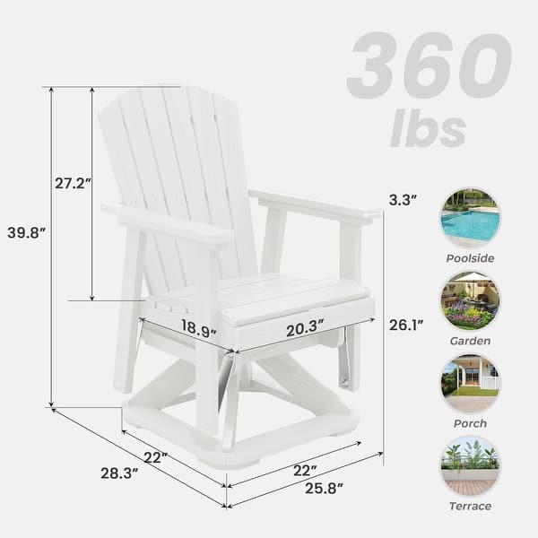 dimension image slide 0 of 6, Set of 2 HDPE Adirondack Swivel Gliders, Outdoor Patio Chair Set