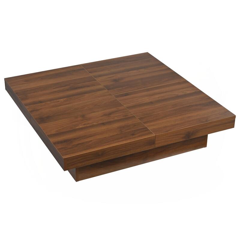 Square Veneer Coffee Table Sliding Top with Storage