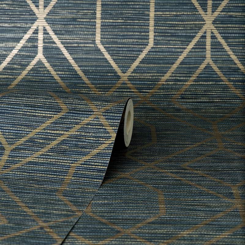 Fine Decor Fusion Navy Trellis Wallpaper