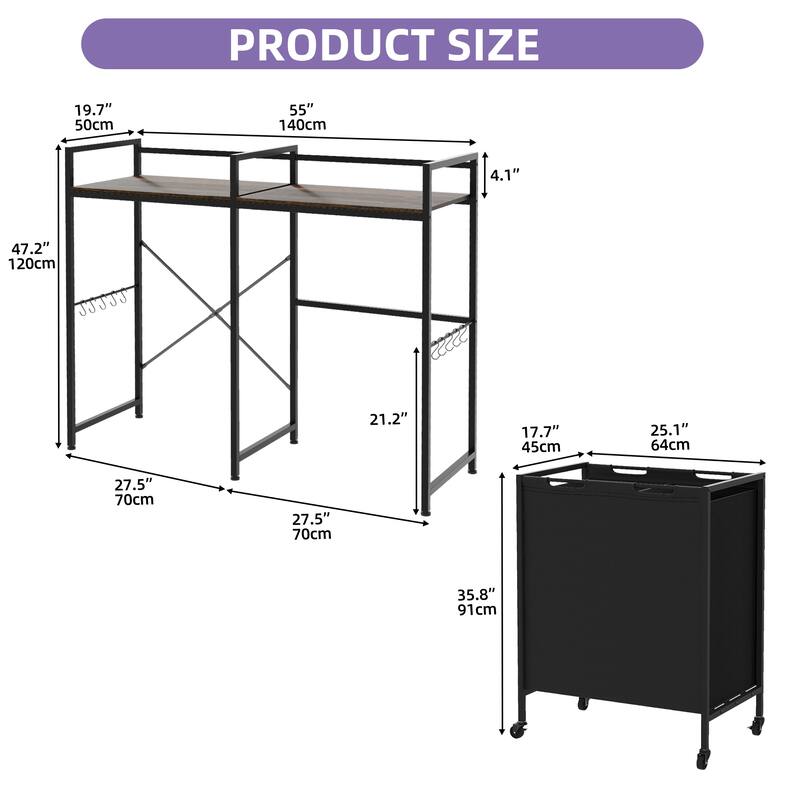 Bathroom Room Shelf Washing Machine Storage Rack With Basket