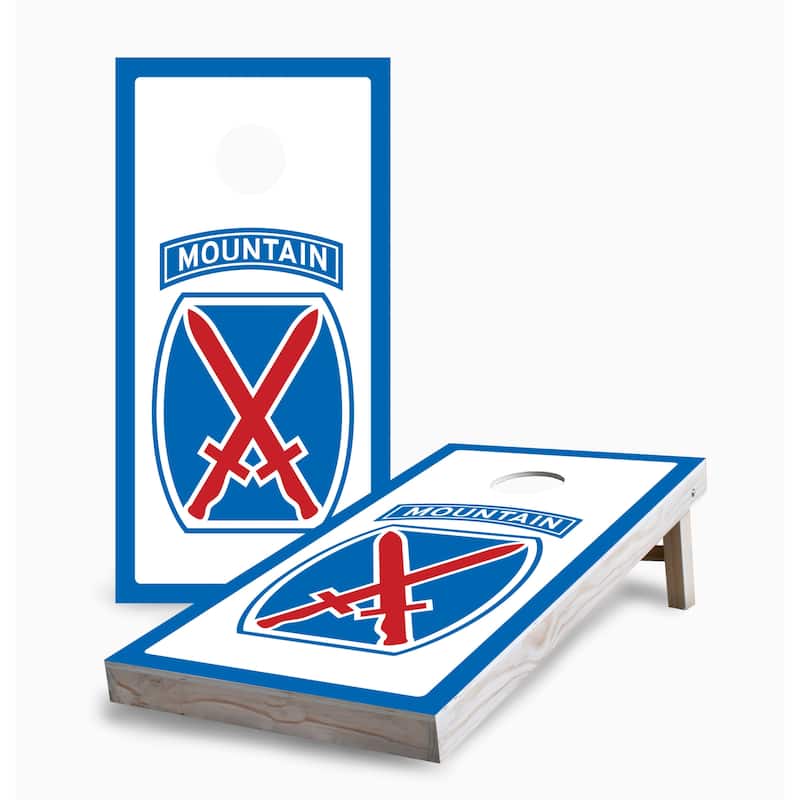 10th Mountain Division Corn Hole Board Set w Case & Lights - 16 Years and Up