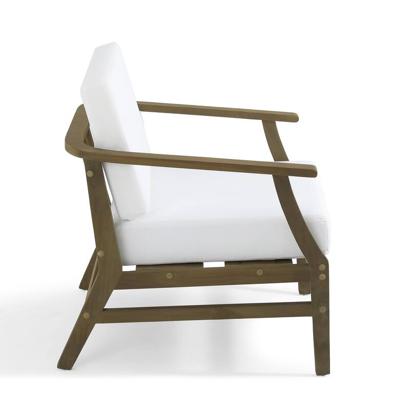 Outdoor Teak Wood Club Chairs with Cushions (Set of 2)