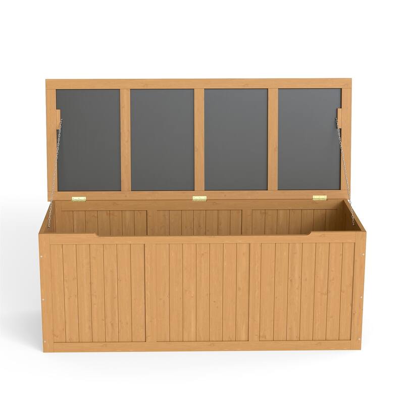 112 Gallon Outdoor Wooden Deck Storage Box