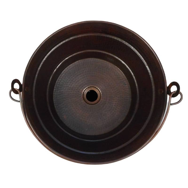 15" Round Copper Vessel Bucket Bathroom Sink with Green Patina Exterior by SimplyCopper - 15" X 15" X 6"
