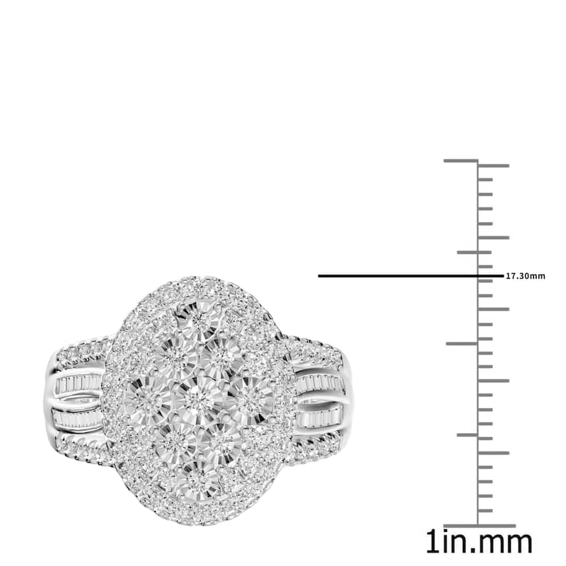 AEON Luna Grace Oval 1.00ct Lab Grown Diamond Cluster Halo Ring