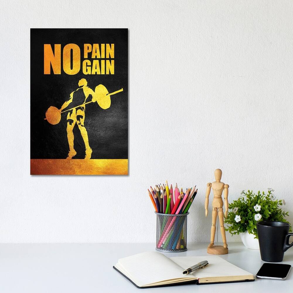 iCanvas "No Pain No Gain - Gym Edition" by Adrian Baldovino Canvas Print