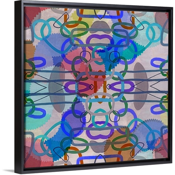 "Shapes And Circles" Black Float Frame Canvas Art