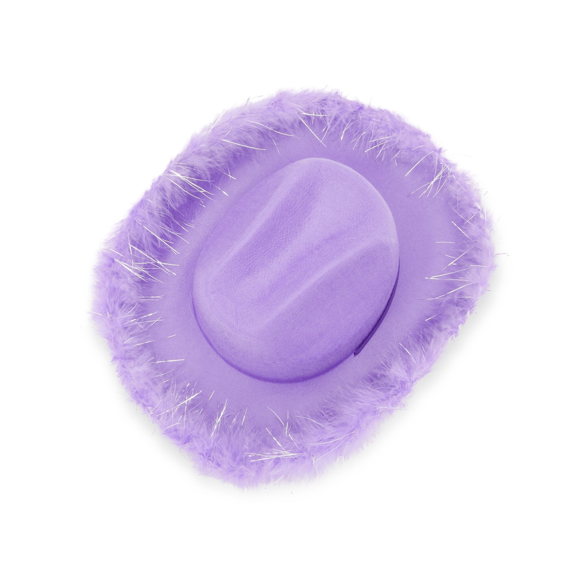 9191 Purple Cowboy Hat- Fluffy Sparkly Cowgirl Hat With Feathers 4E main image 2