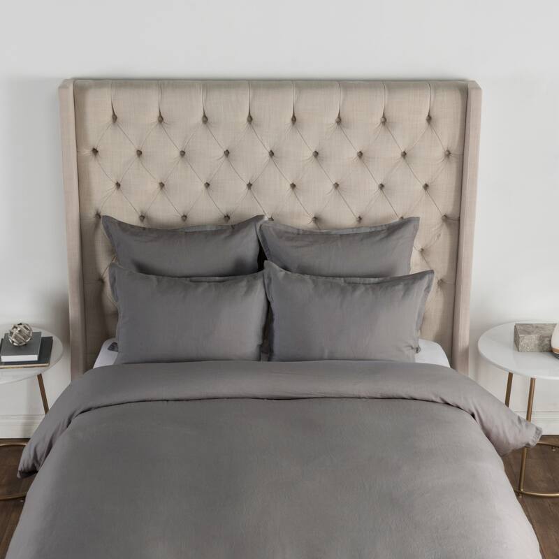 Villa by Classic Home Arcadia Linen Duvet - Queen - Grey