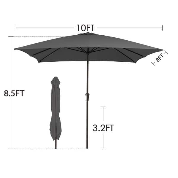 dimension image slide 0 of 3, 8×10ft Rectangular Iron Patio Market Umbrella with Crank,No Tilt Design