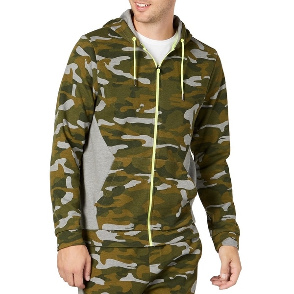 Ideology Mens Sweater Green Gray Size 2XL Camo Zipper Front Hooded. Opens flyout.